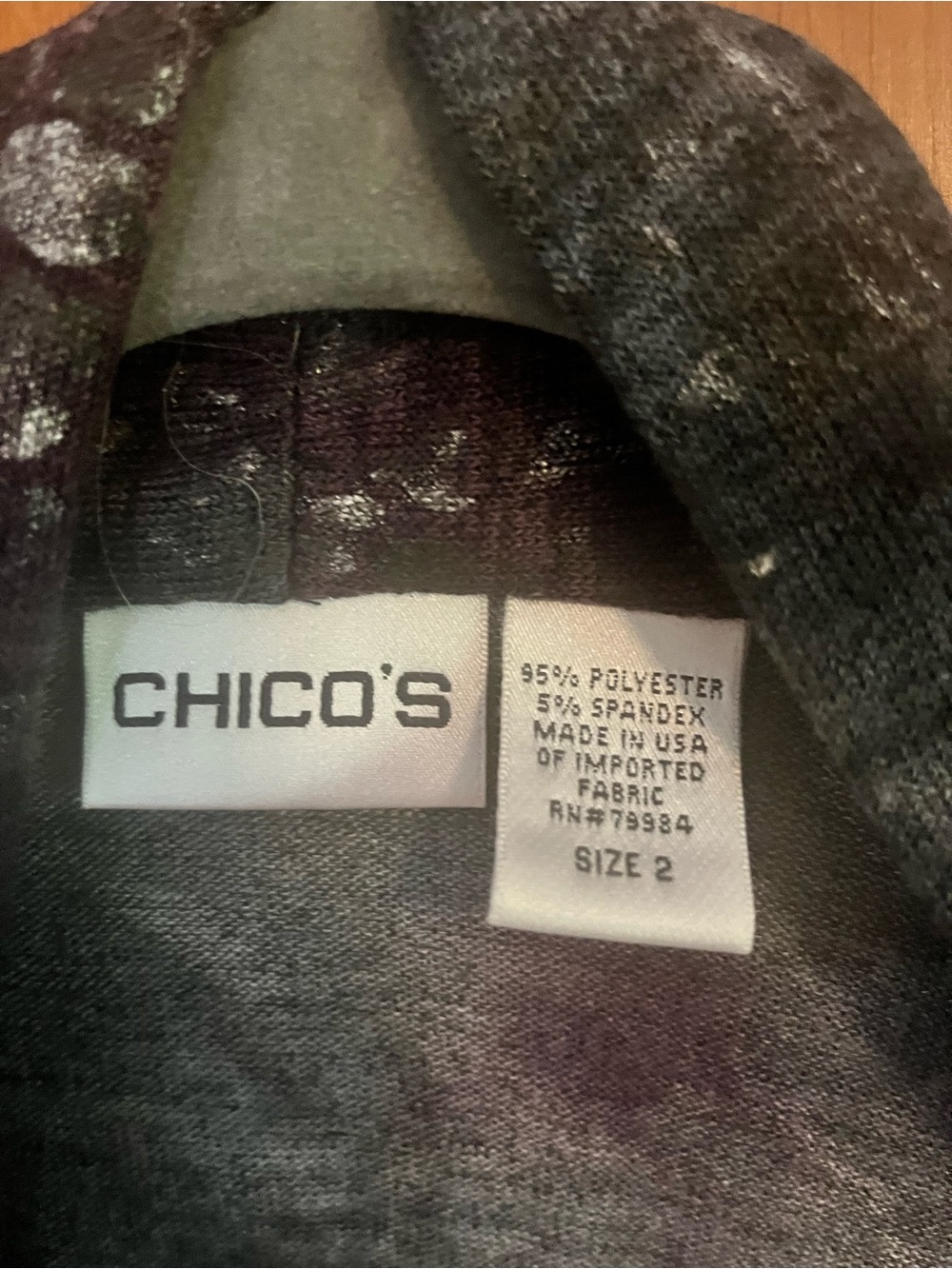 Chico's Women's Gray Patterned Open Cardigan Jacket size 2 - Picture 3 of 5